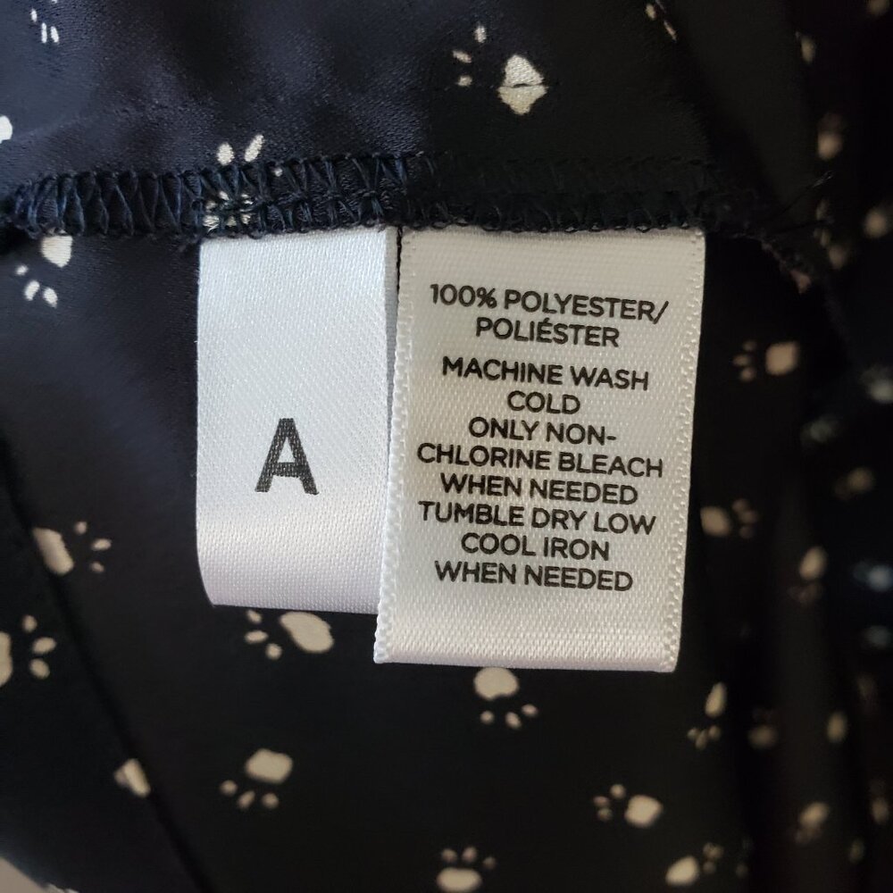 Loft Black & White Pawprint Tie Neck Dress - Picture 5 of 6